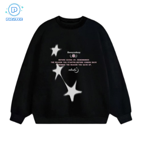 Áo sweater nỉ thu đông in hình ngôi sao