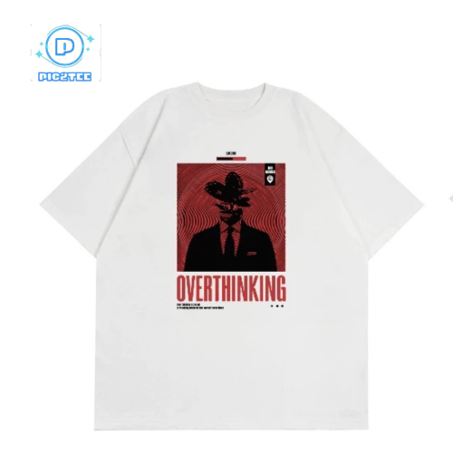 Áo in hình chữ:" OVERTHINGKING"