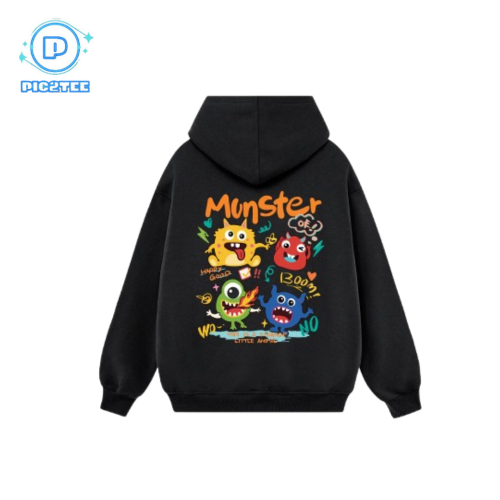 Áo hoodie Alandor form rộng mũ hai lớp tay phồng chất nỉ bông